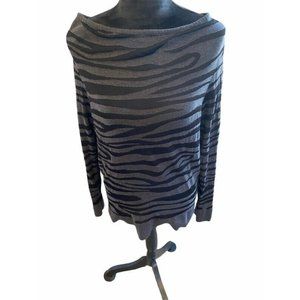 🎀 Dana Buchman Blouse Black Gray Animal Print